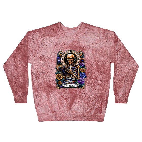 The Reader Tarot Card Halloween Reading Skeleton Blast Sweatshirts