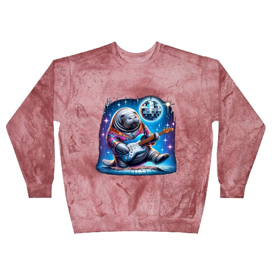 Disco Ball Guitar Manatee Blast Sweatshirts