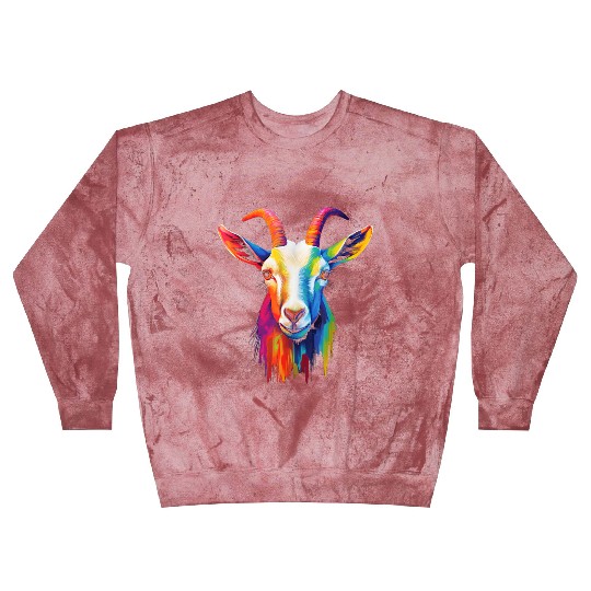 Goat Colorful Animal Illustration Blast Sweatshirts