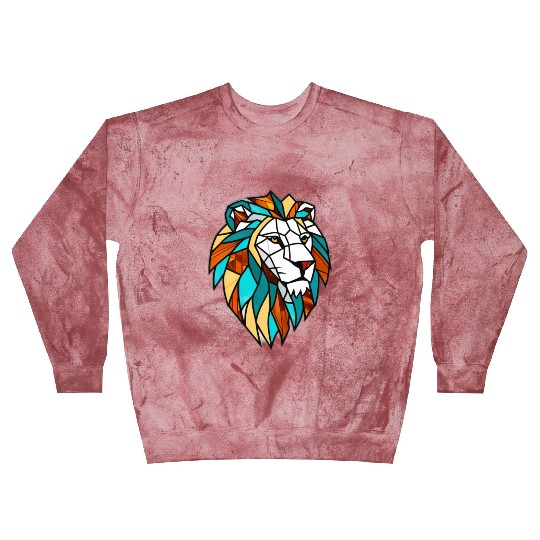 Geometric Lion Stained Glass Blast Sweatshirts Disgin