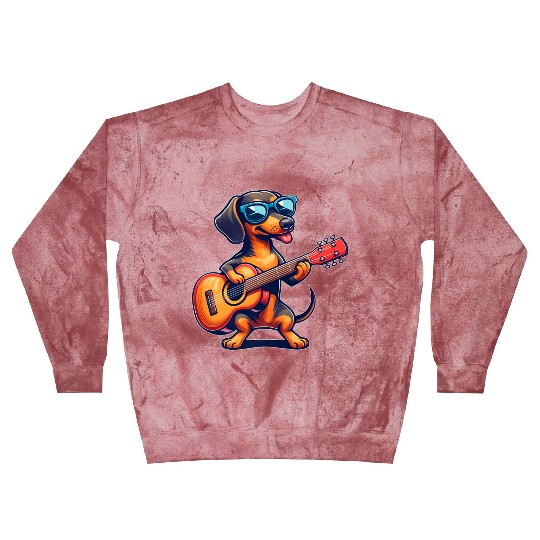 Cute Dachshund Guitar Player Sunglasses Blast Sweatshirts