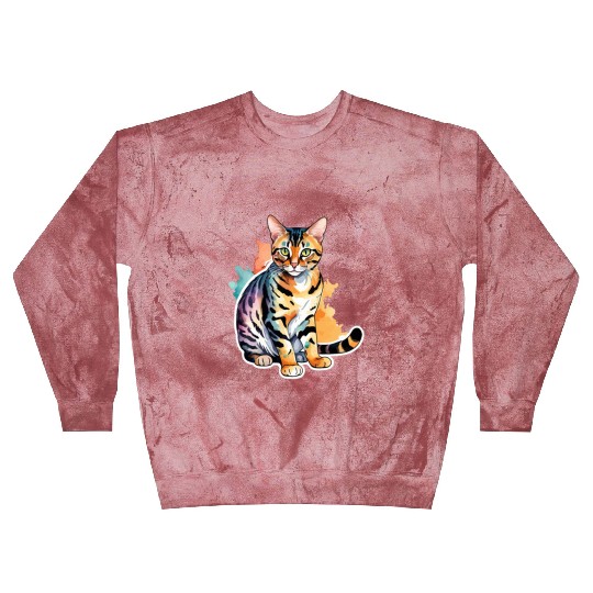 Leopard Cat Watercolor Blast Sweatshirts