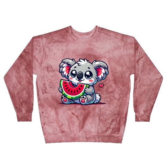 The cute koala enjoys a piece of watermelon Blast Sweatshirts