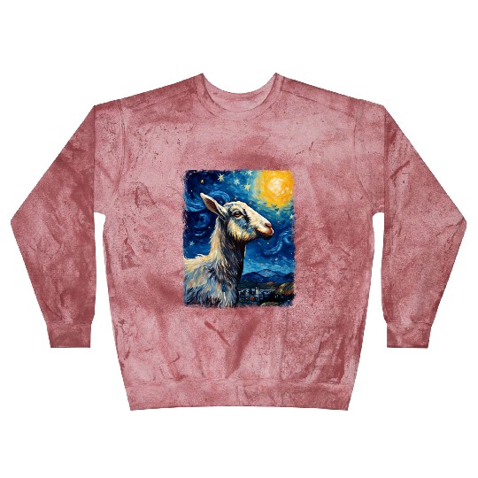 Goat Farm Animal Farmer Starry Night Painting Blast Sweatshirts
