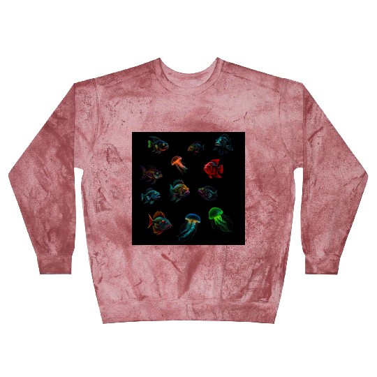 Deep Sea Fishes Bass And Jellyfish Blast Sweatshirts