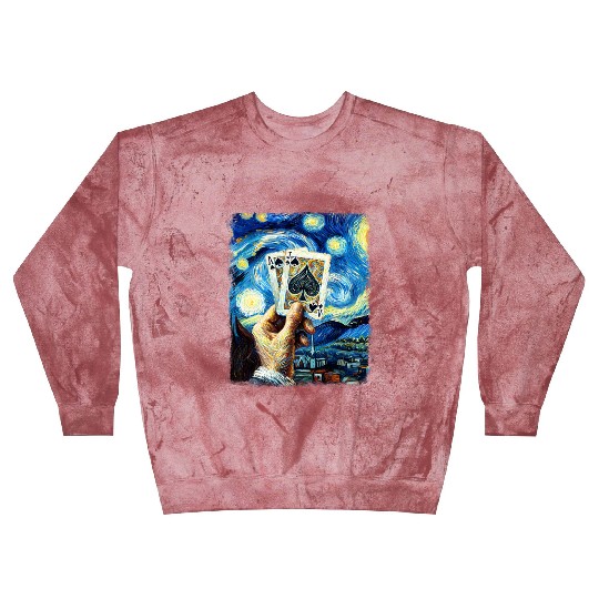 Blackjack Gambling Cards Starry Night Painting Blast Sweatshirts