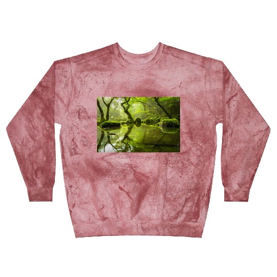 Enchanted Forest Reflections in Tranquil Pond Blast Sweatshirts