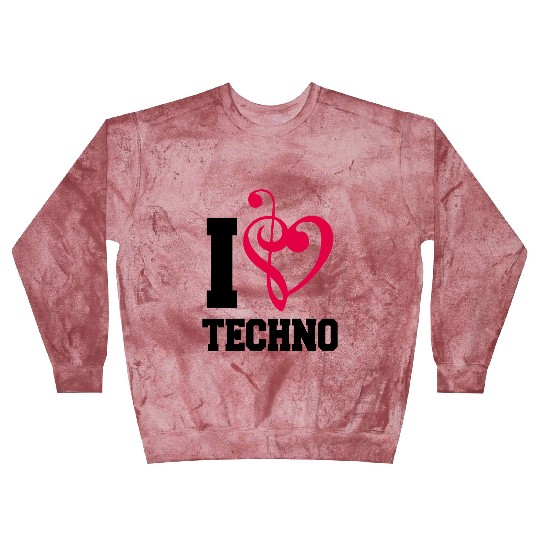I Love Techno Music Party DJ Clef Bass Note Heart Blast Sweatshirts