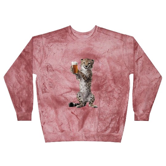 Cheetah Drinking Beer Realistic Blast Sweatshirts