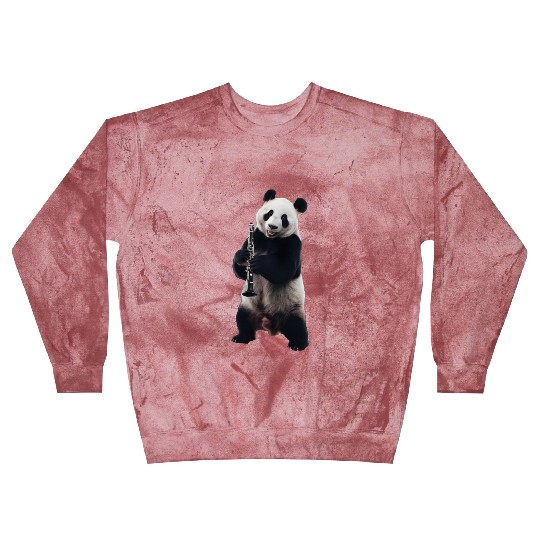 Panda Playing Clarinet Realistic Blast Sweatshirts