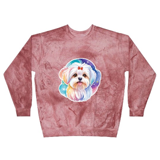 Maltese Dog Watercolor Blast Sweatshirts