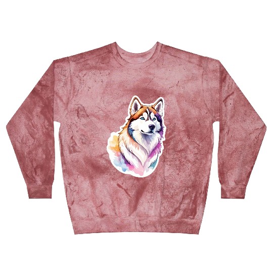 Siberian Husky Watercolor Blast Sweatshirts