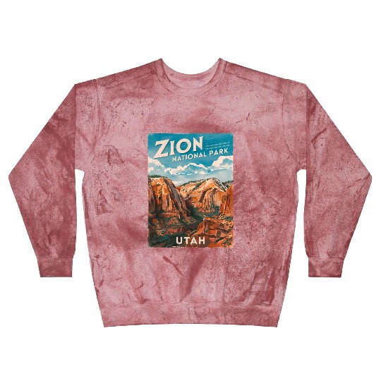 Vintage Travel Zion National Park Utah Landscape Blast Sweatshirts