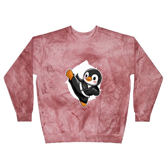 Martial Arts Penguin in Black Belt Uniform Blast Sweatshirts