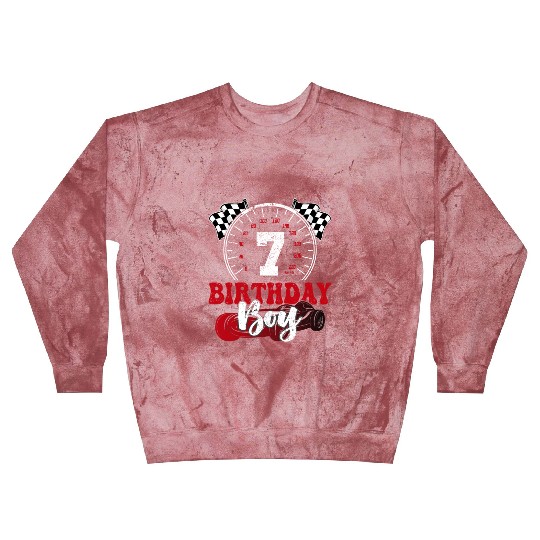 Kids Birthday Boy 7 Race Car 7th Birthday Racing Blast Sweatshirts