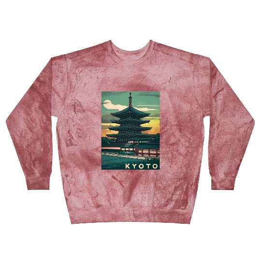 Vintage Travel Kyoto Japan Sunset Retro Graphic Blast Sweatshirts