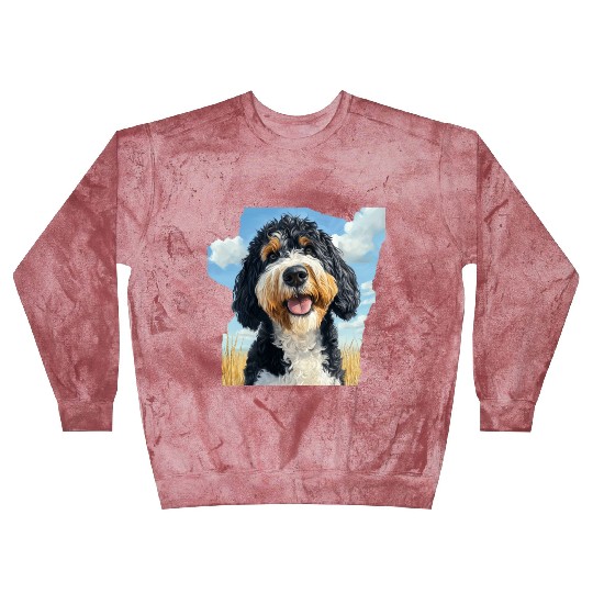 Bernedoodle Field Nature Bernedoodle Watercolor Blast Sweatshirts
