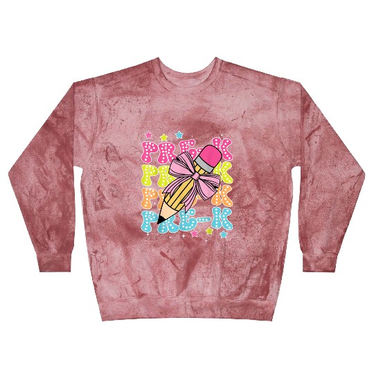 Pre K Teacher Pencil Coquette Bow Back To School K Blast Sweatshirts