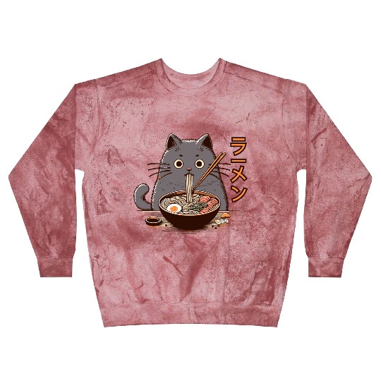 Japanese Cat Eating Ramen Blast Sweatshirts