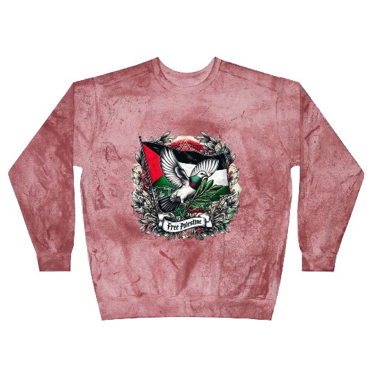 Pigeon holding olive's leaf free Palestine Flag Blast Sweatshirts