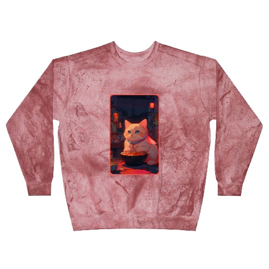 Anime Cute Cat Eating Ramen Blast Sweatshirts