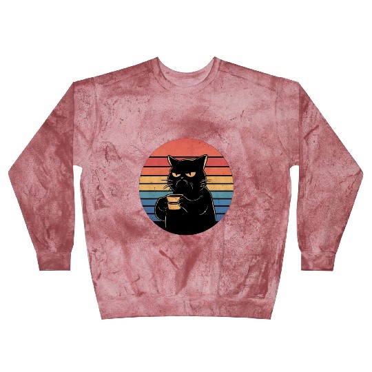 Grumpy Cat with Coffee Retro Style Blast Sweatshirts
