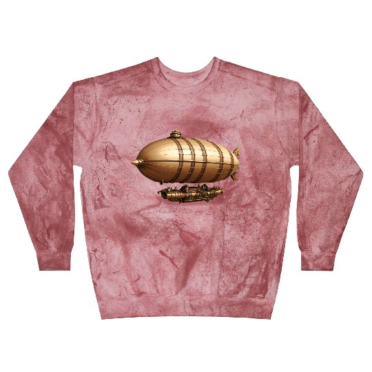 A large steampunk-style airship with bronze metal Blast Sweatshirts