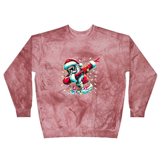 Dabbing Santa with Christmas Lights and Snowflakes Blast Sweatshirts