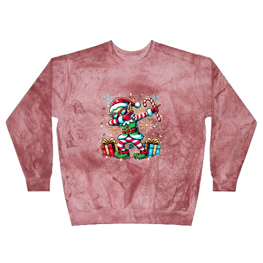 Dabbing Elf with Candy Cane and Presents Blast Sweatshirts