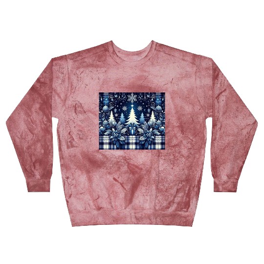 blue and white flannel christmas trees holiday Blast Sweatshirts