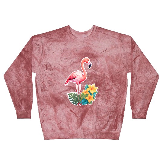Tropical Flamingo with Floral Elegance Blast Sweatshirts