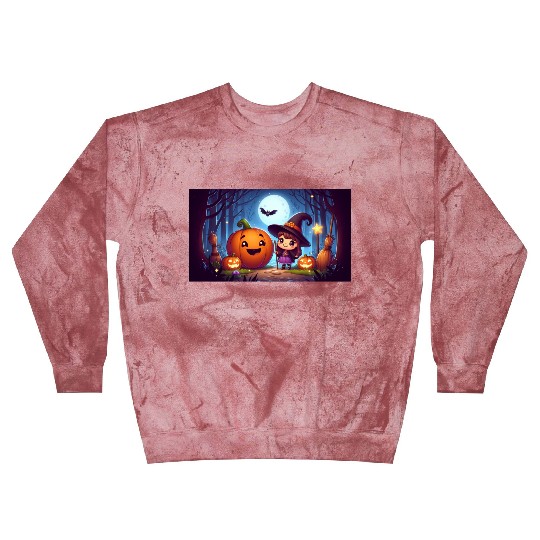 Halloween Witch and Jack-o'-Lantern Scene Blast Sweatshirts