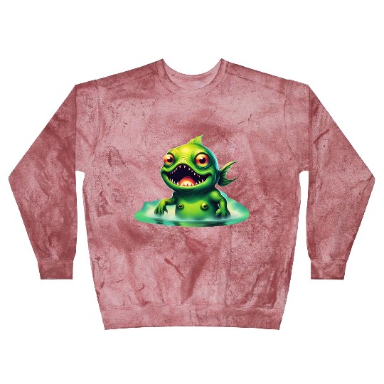 Green Monster Fish Emerge from the Deep Lake Scary Blast Sweatshirts