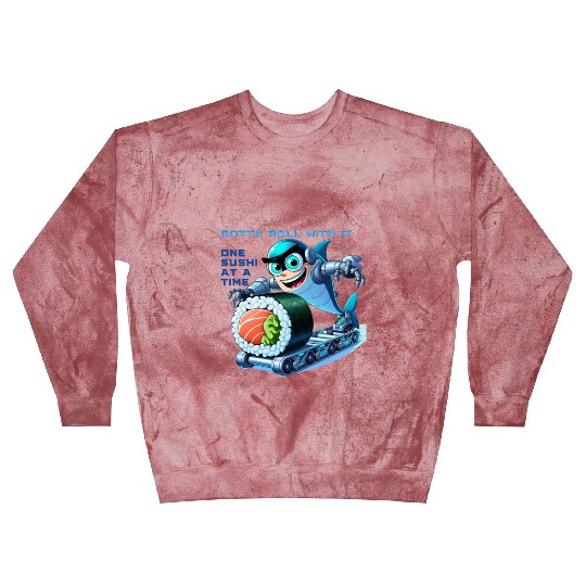 funny shark cyborg cyberpunk rolling sushi Blast Sweatshirts