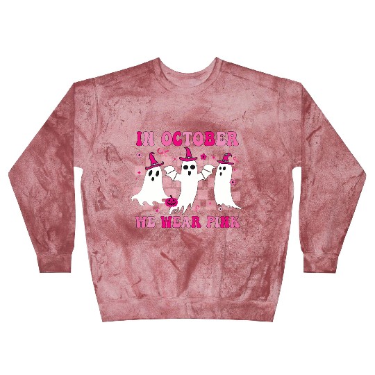 In October We Wear Pink Wizard Ghosts Halloween Blast Sweatshirts