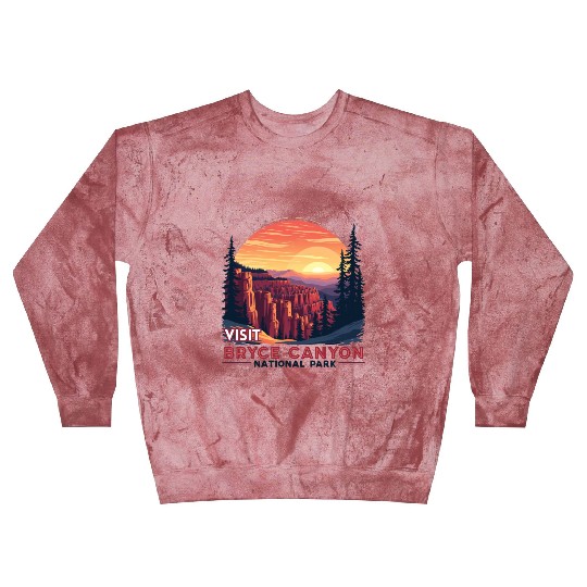 Bryce Canyon National Park Retro Illustraion V 01 Blast Sweatshirts