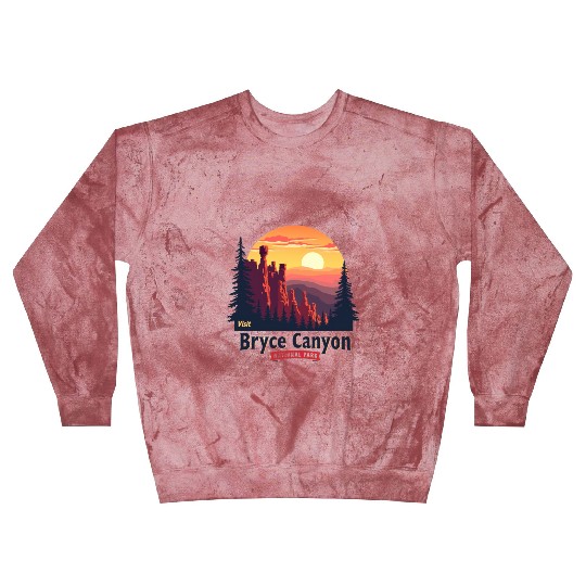 Bryce Canyon National Park Retro Illustraion V 02 Blast Sweatshirts