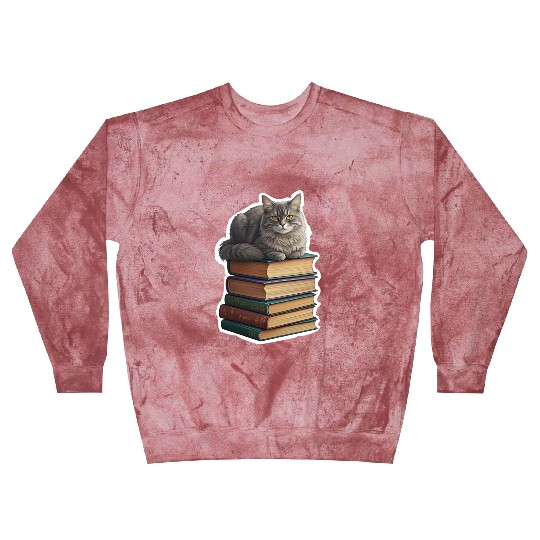Grey Cat Loaf On Books Blast Sweatshirts