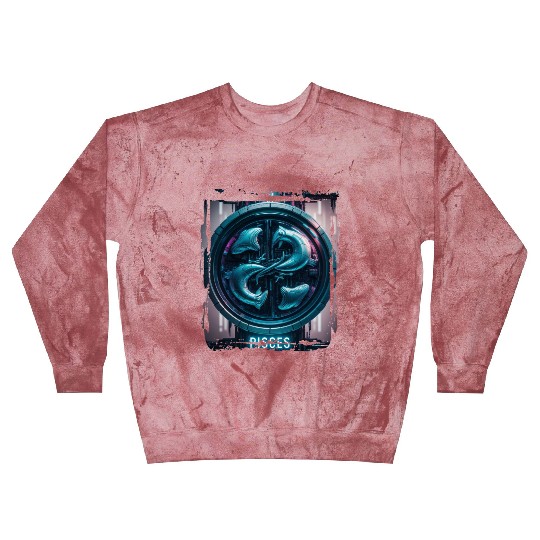 Zodiac sign Pisces in cyberpunk era Future Blast Sweatshirts