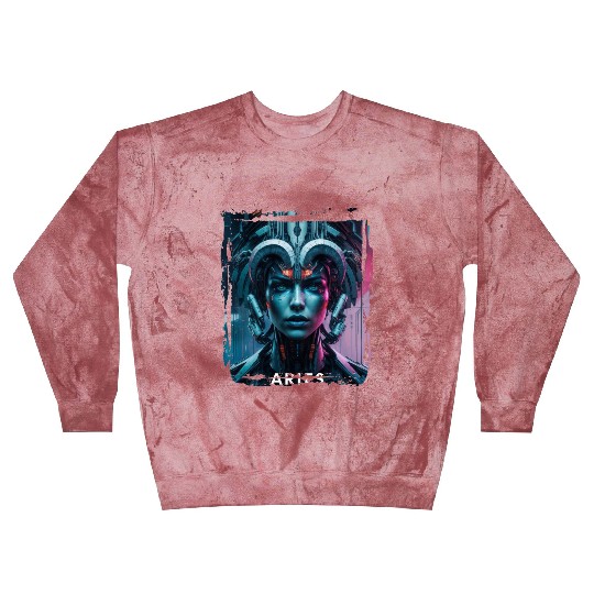 Zodiac sign Aries in cyberpunk era Future Blast Sweatshirts