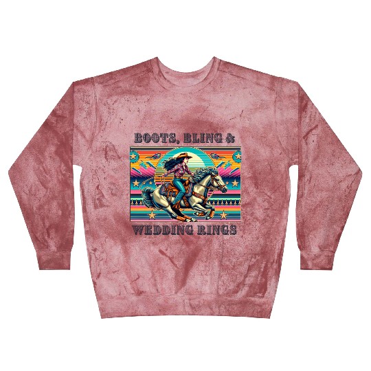 Retro 80's Cowgirl Rodeo | Boots, Bling, & Rings Blast Sweatshirts