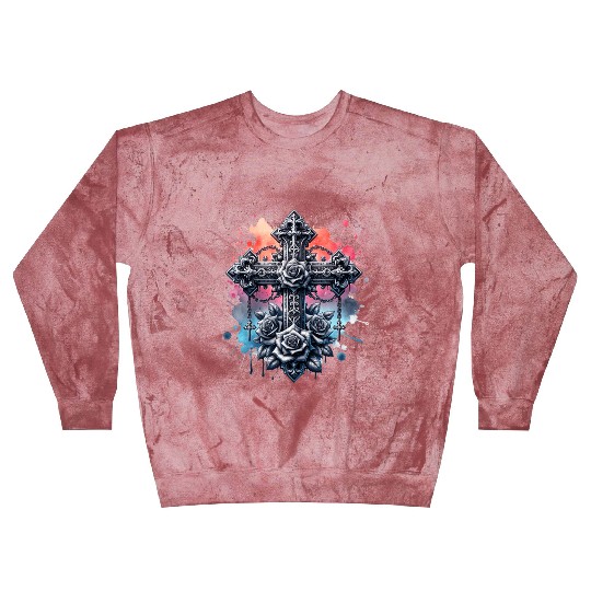 Gothic Collection - Crosses Roses Pastel B/ground Blast Sweatshirts