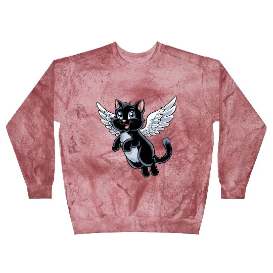 Black Cat with Angel Wings Blast Sweatshirts
