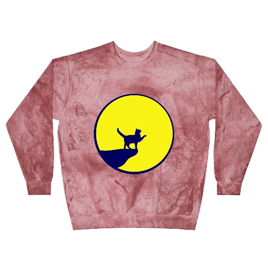 Cat Moon Cliff At Night Werewolf Round Howling Fun Blast Sweatshirts