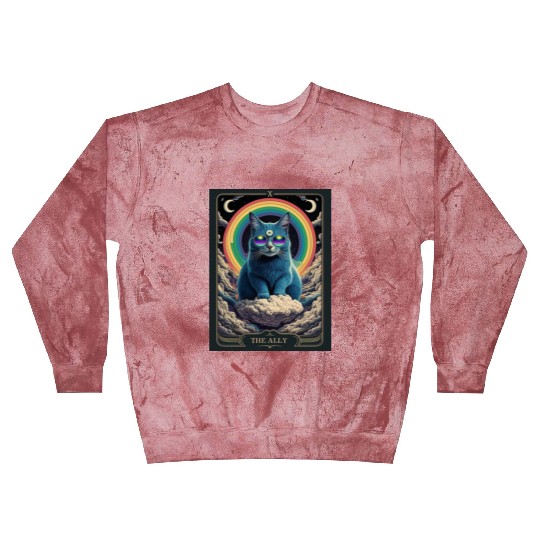 tarot card the alley blue cat rainbow sunglasses Blast Sweatshirts