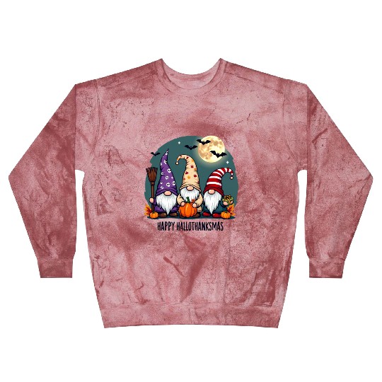 Happy Hallothanksmas Gnomes Celebration with Bats Blast Sweatshirts
