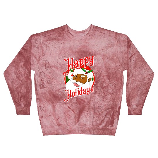 Happy Holidays African American Black Santa Claus Blast Sweatshirts