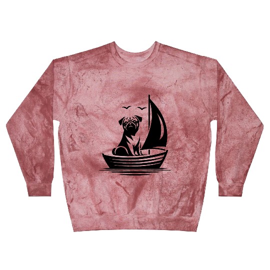 Pug silhouette sailboat minimalist Blast Sweatshirts