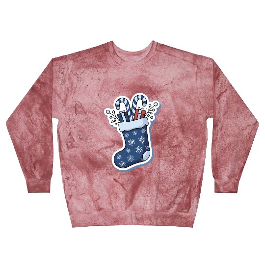 Christmas Stocking Candy Canes Blue And White Blast Sweatshirts