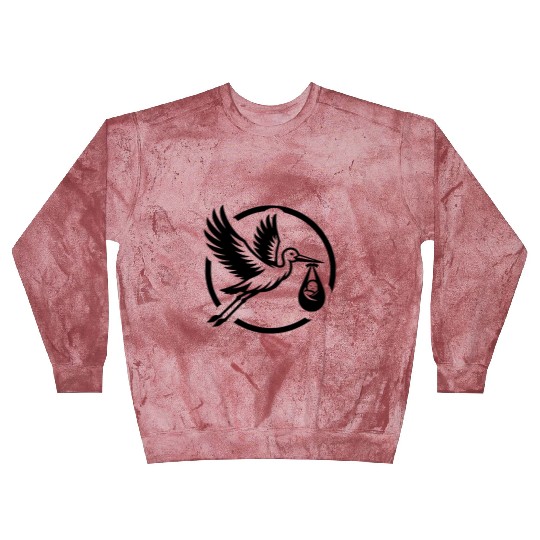Flying Stork Bringing Newborn Baby Illustration Blast Sweatshirts